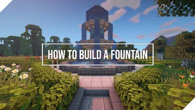 Instructions on how to build a fountain in Minecraft 1.19