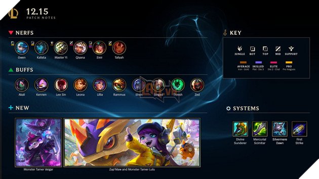 League of Legends: Official 12.15 update details - Heavy Nerf Yi, Sivir, Taliyah and Buff Tank are pretty stable