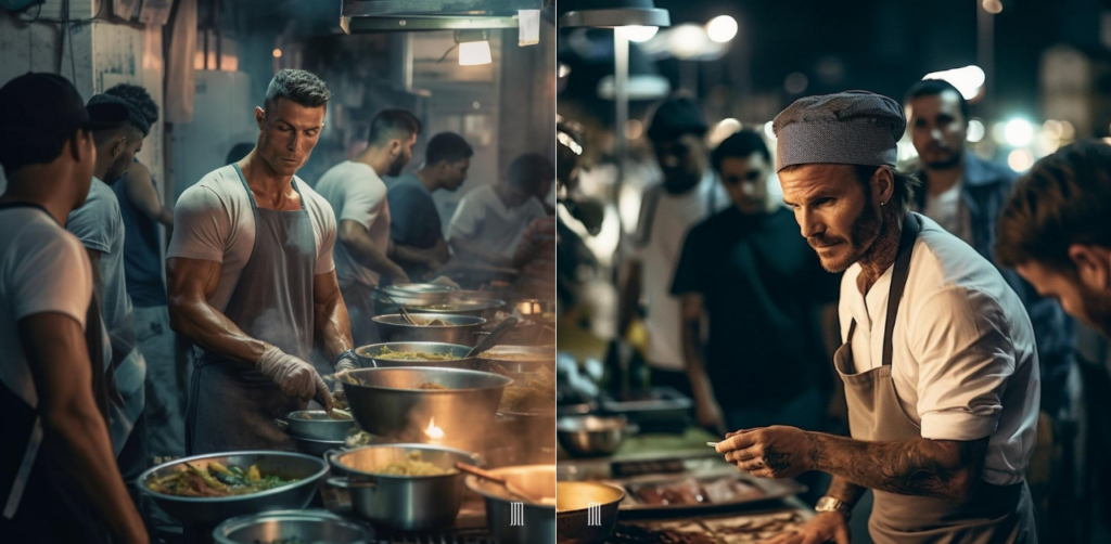 Man Utd Legends Cristiano Ronaldo And David Beckham At Karama Food ...