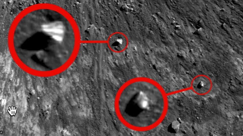 UFO Sighting: Pyramid UFO spotted hovering with shadows under it on the Moon 1